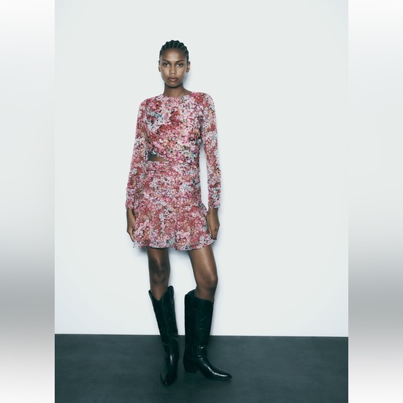 ZARA floral print mini dress NWT $59.90 - Picture 2 of 9